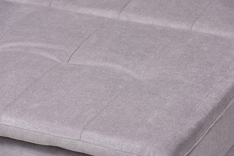 Noa Light Grey Fabric Upholstered Left Facing Storage Sectional Sleeper Sofa with Ottoman iHome Studio