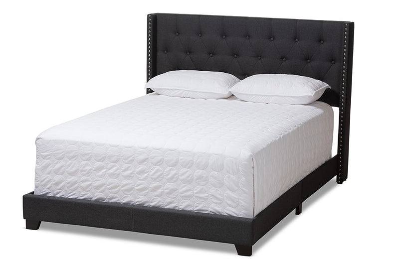Brady Charcoal Grey Fabric Upholstered Bed (King) iHome Studio