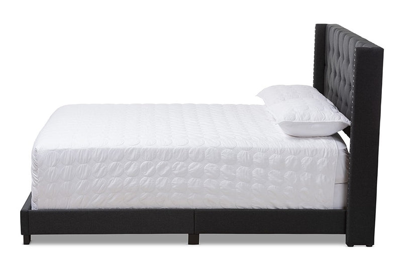 Brady Charcoal Grey Fabric Upholstered Bed (King) iHome Studio