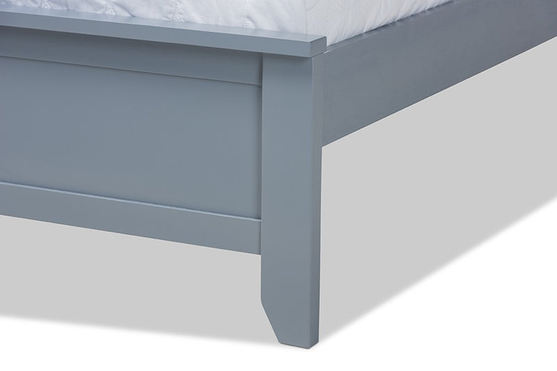 Adela Grey Wood Platform Bed (Full) iHome Studio