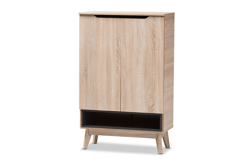 Glidden Two-Tone Oak/Grey Wood Shoe Cabinet iHome Studio