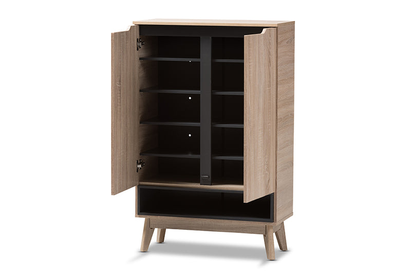 Glidden Two-Tone Oak/Grey Wood Shoe Cabinet iHome Studio