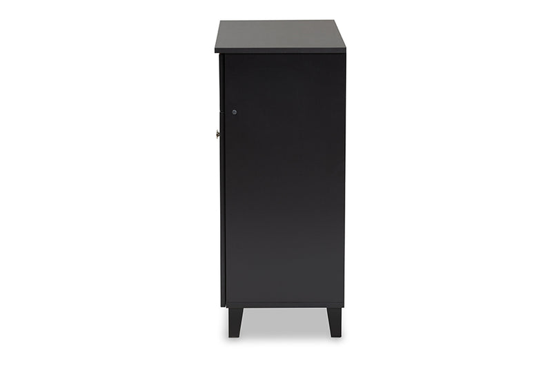 Clevedon Dark Grey Finished 4-Shelf Wood Shoe Storage Cabinet w/Drawer iHome Studio