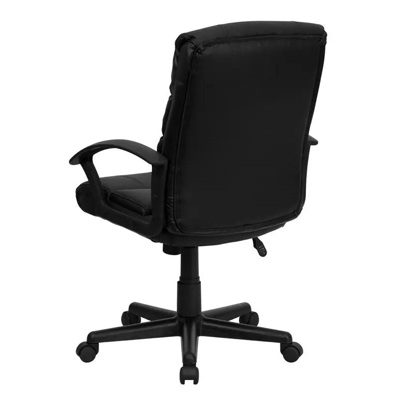 Aberdeen Mid-Back Black Leather Contoured Swivel Home/Office Task Chair w/Arms iHome Studio