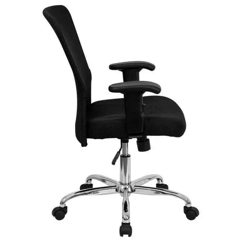 Aberdeen Mid-Back Black Mesh Swivel Home/Office Task Chair w/Adjustable Arms iHome Studio