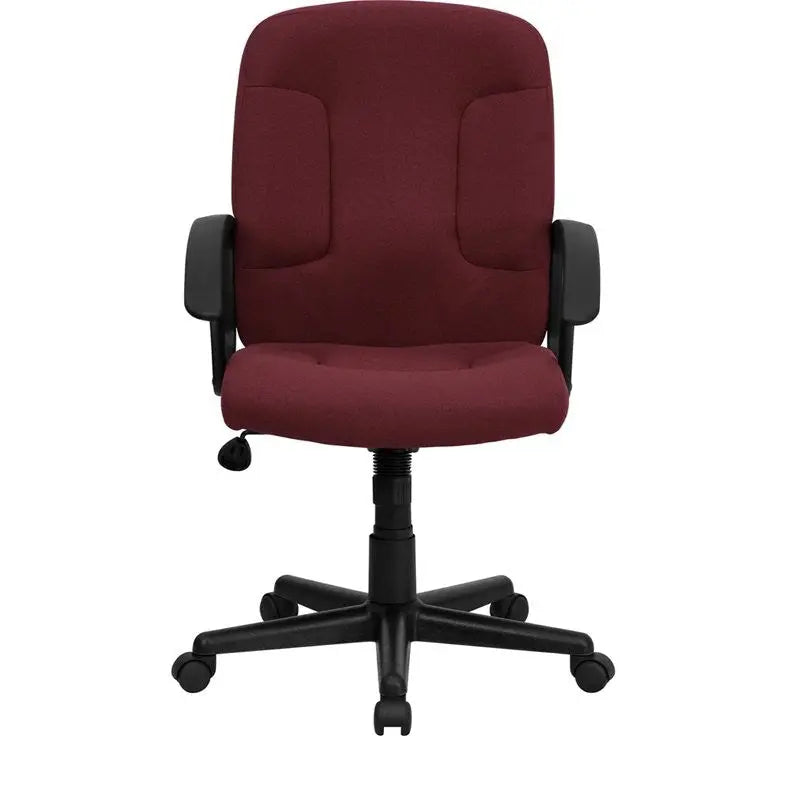 Aberdeen Mid-Back Burgundy Fabric Executive Swivel Chair w/Nylon Arms iHome Studio