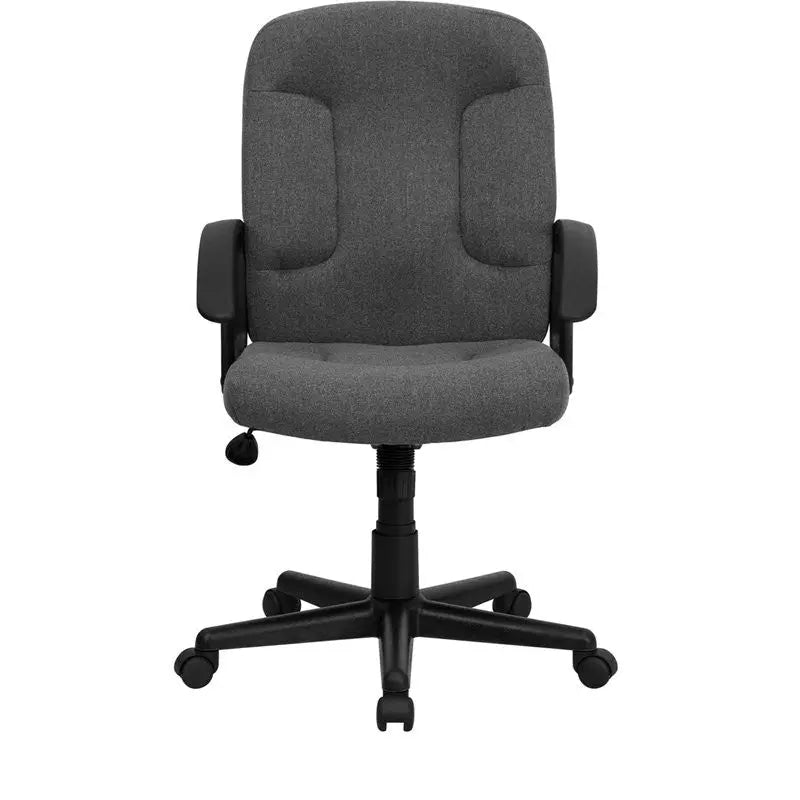 Aberdeen Mid-Back Gray Fabric Executive Swivel Chair w/Nylon Arms iHome Studio