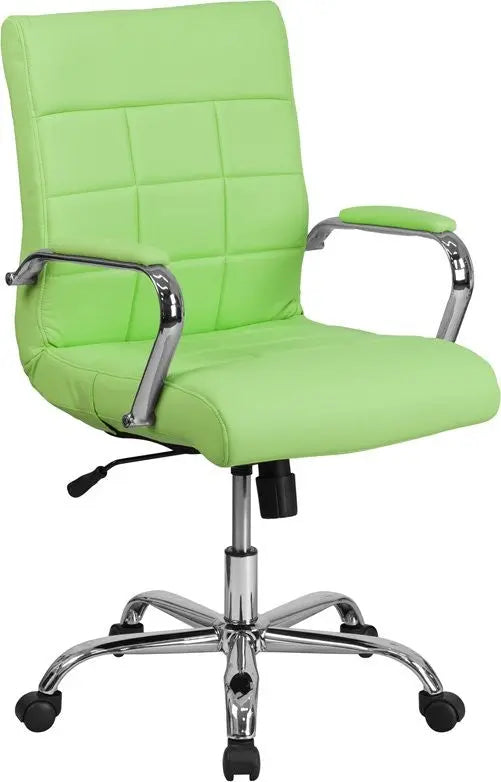 Aberdeen Mid-Back Green Vinyl Executive Swivel Chair w/Chrome Base & Arms iHome Studio
