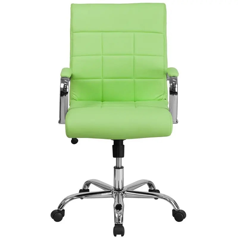 Aberdeen Mid-Back Green Vinyl Executive Swivel Chair w/Chrome Base & Arms iHome Studio