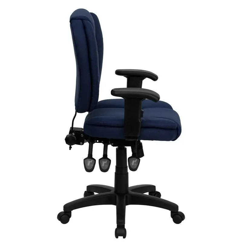 Aberdeen Mid-Back Navy Blue Fabric Ergonomic Swivel Home/Office Task Chair, Arms iHome Studio