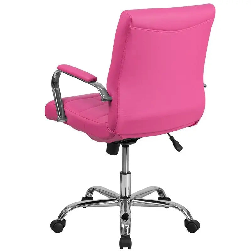 Aberdeen Mid-Back Pink Vinyl Executive Swivel Chair w/Chrome Base & Arms iHome Studio