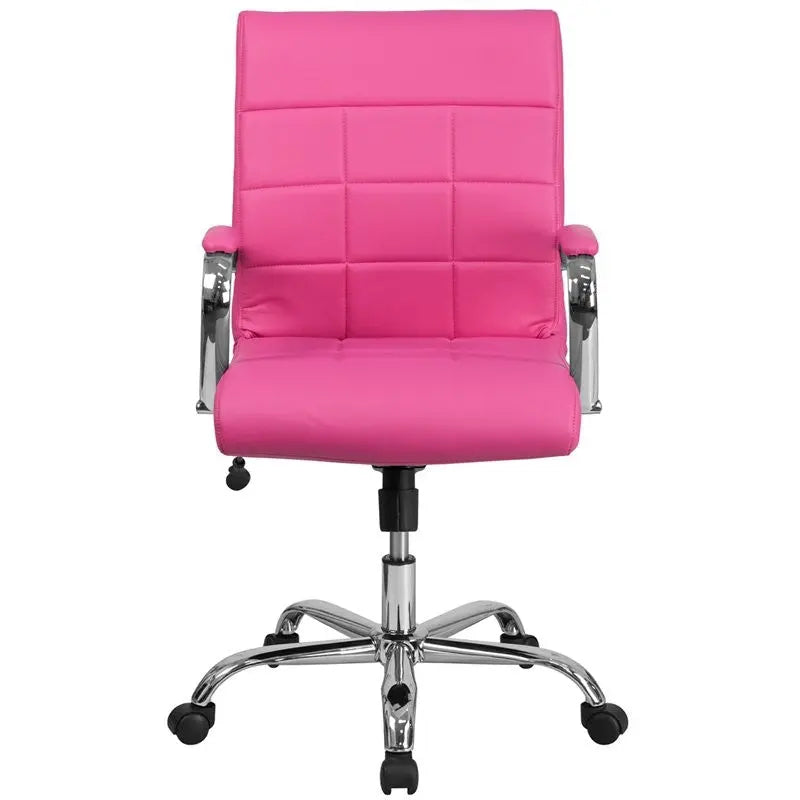 Aberdeen Mid-Back Pink Vinyl Executive Swivel Chair w/Chrome Base & Arms iHome Studio