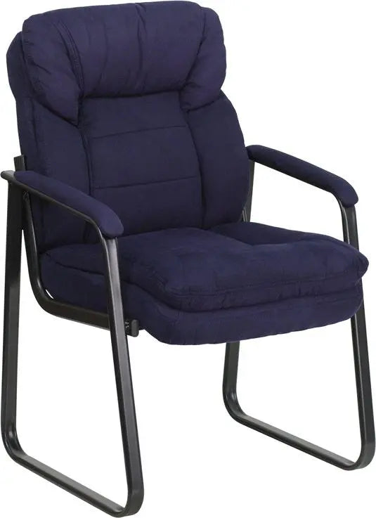 Aberdeen Navy Microfiber Executive Side Reception/Guest Chair w/Sled Base iHome Studio