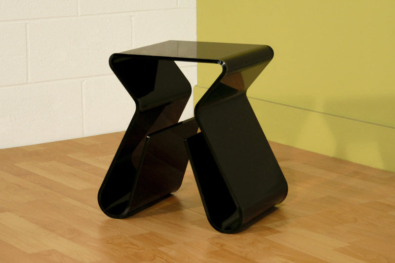 Acrylic Black End Table with Magazine Rack iHome Studio