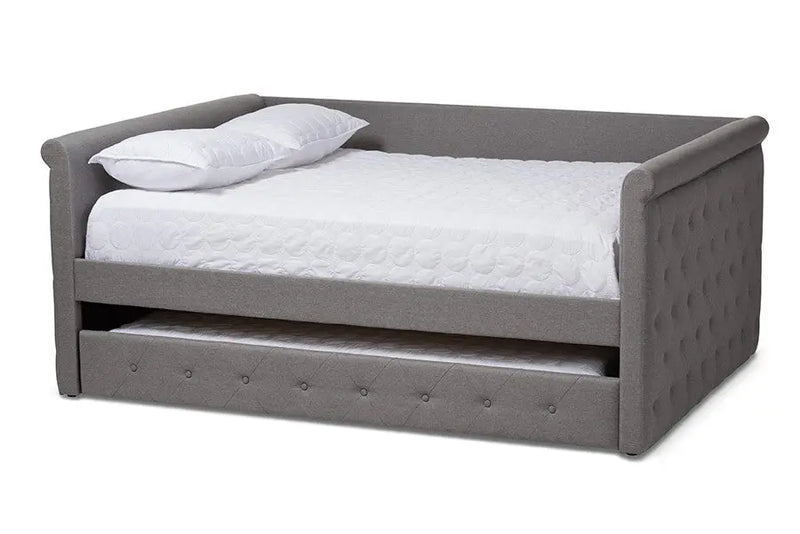 Alena Grey Fabric Upholstered Daybed w/Trundle (Queen) iHome Studio