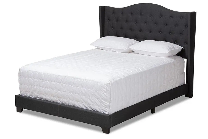 Alesha Charcoal Grey Fabric Upholstered Bed (Full) iHome Studio