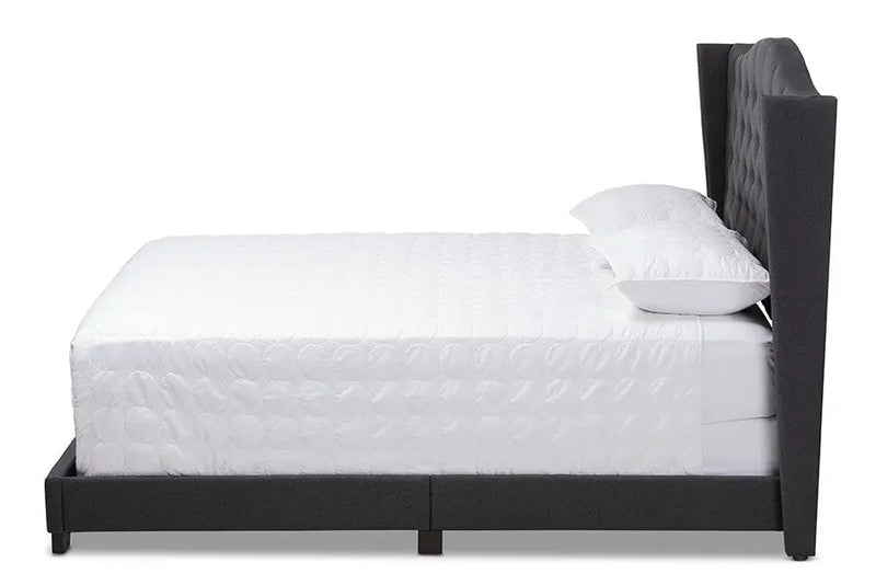 Alesha Charcoal Grey Fabric Upholstered Bed (Full) iHome Studio