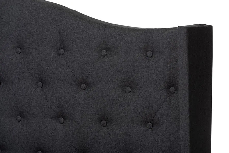 Alesha Charcoal Grey Fabric Upholstered Bed (Queen) iHome Studio