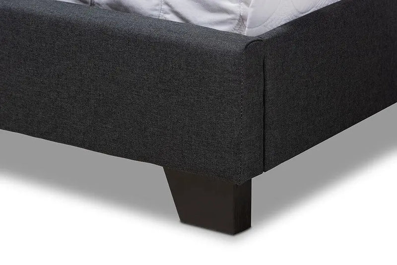 Alesha Charcoal Grey Fabric Upholstered Bed (Queen) iHome Studio