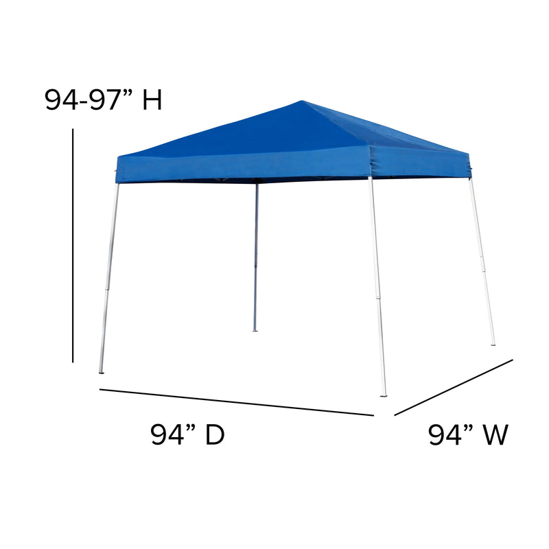Allyson 8'x8' Blue Outdoor Pop Up Event Slanted Leg Canopy Tent w/Carry Bag iHome Studio