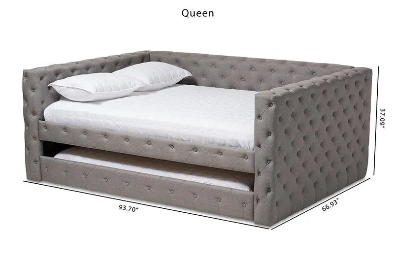 Anabella Grey Fabric Upholstered Daybed w/Trundle (Queen) iHome Studio