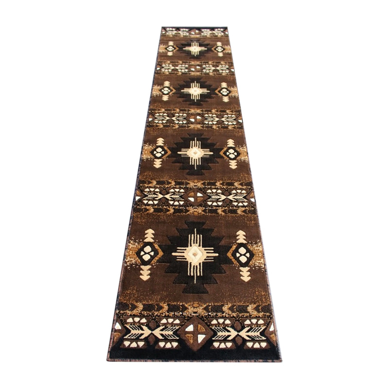 Angie Collection 2' x 10' Chocolate Traditional Southwestern Style Area Rug - Olefin Fibers with Jute Backing iHome Studio