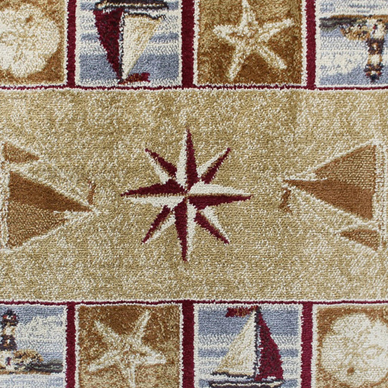 Angie Collection 2' x 3' Beige Nautical Area Rug with Jute Backing iHome Studio
