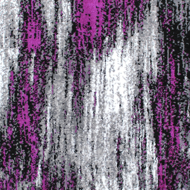 Angie Collection 2' x 7' Purple Brush Abstract Area Rug - Olefin Rug with Jute Backing iHome Studio