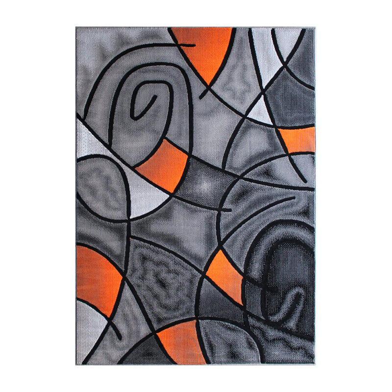 Angie Collection 8' x 10' Orange Abstract Area Rug - Olefin Rug with Jute Backing iHome Studio