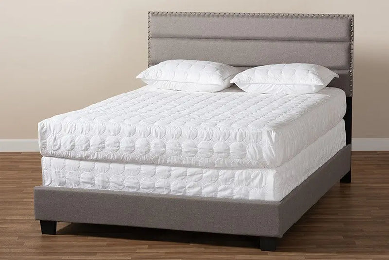 Ansa Grey Fabric Upholstered Bed (King) iHome Studio