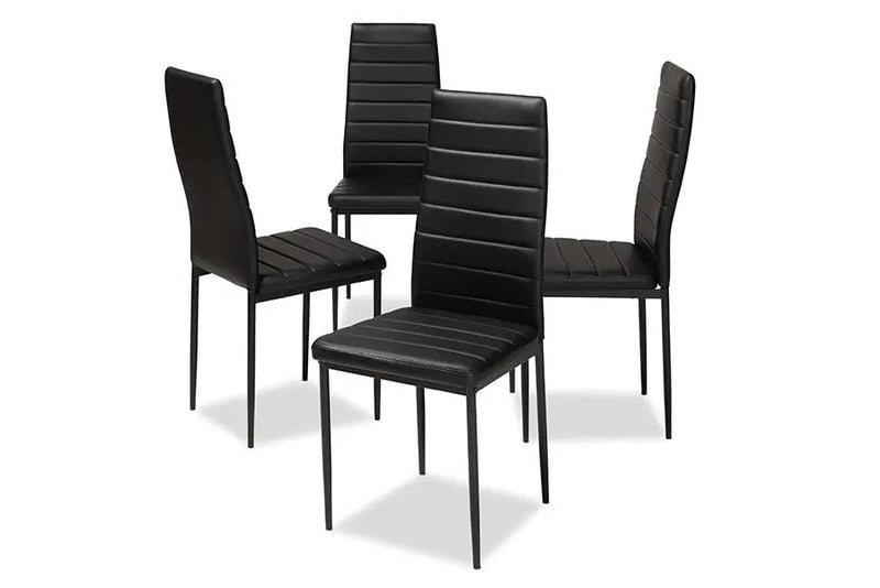 Armand Black Faux Leather Upholstered Dining Chair - 4pcs iHome Studio