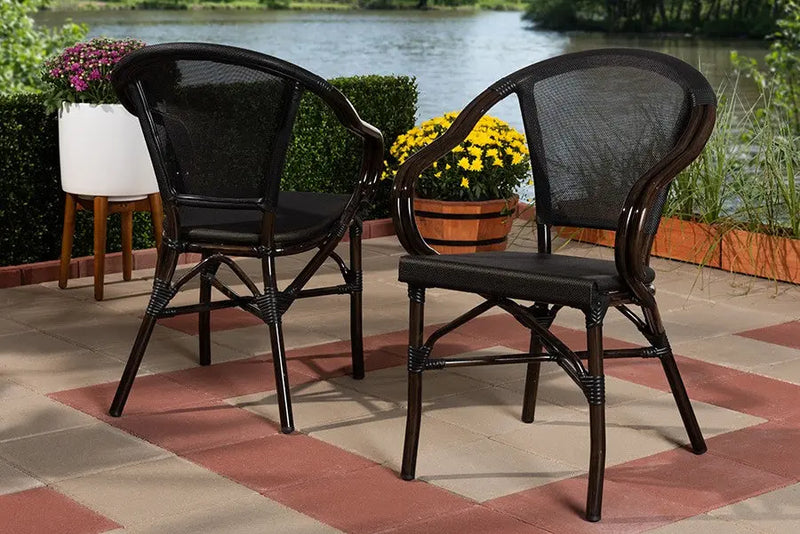 Artus Black Bamboo Style Stackable Bistro Dining Chair - 2pcs iHome Studio