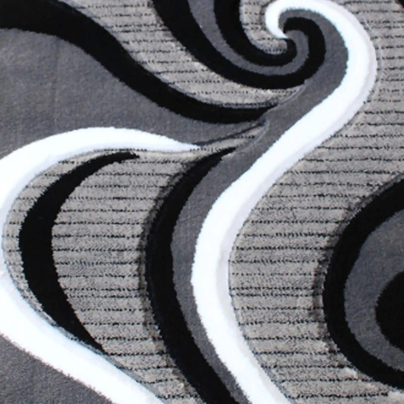 Athens Collection 2' x 7' Gray Abstract Type 3 Area Rug - Olefin Rug with Jute Backing iHome Studio