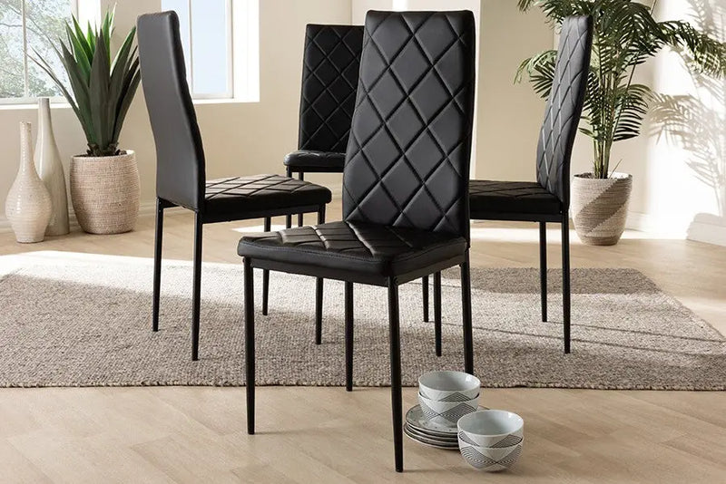 Blaise Black Faux Leather Upholstered Dining Chair - 4pcs iHome Studio