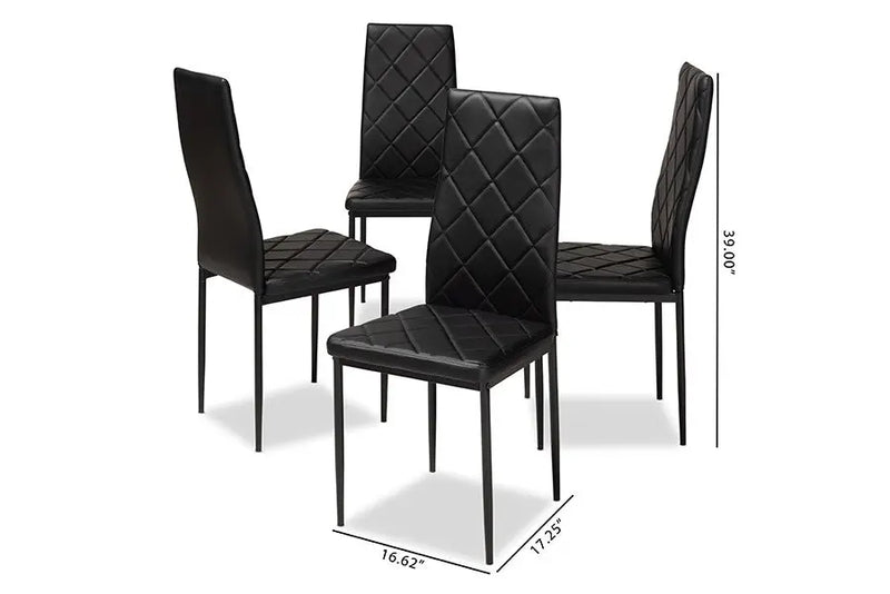 Blaise Black Faux Leather Upholstered Dining Chair - 4pcs iHome Studio