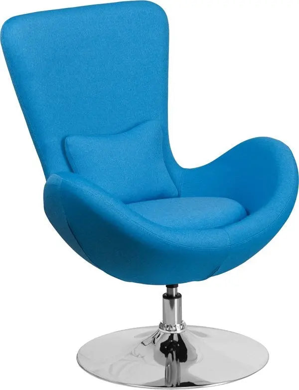 Brielle Aqua Fabric Side Office Reception/Guest Egg Chair, Curved Arms iHome Studio