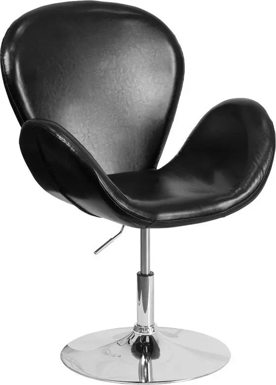 Brielle Black Leather Side Office Reception/Guest Chair w/Curved Arms iHome Studio