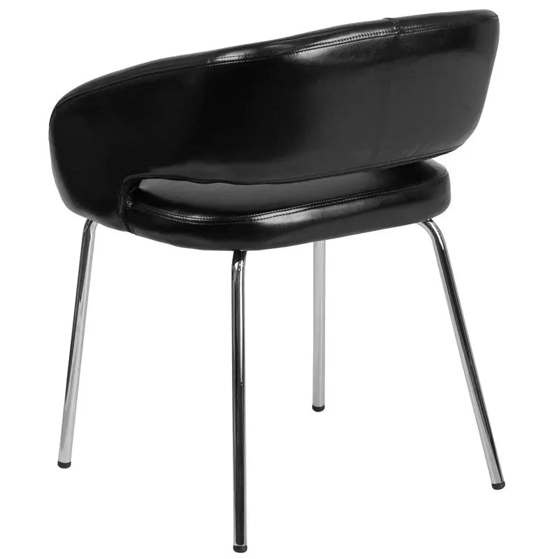 Brielle Black Leather Side Office Reception/Guest Chair, Curvaceous Frame iHome Studio