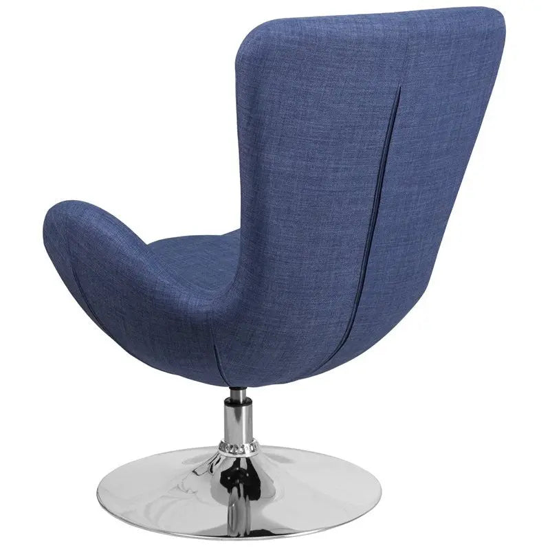 Brielle Blue Fabric Side Office Reception/Guest Egg Chair, Curved Arms iHome Studio