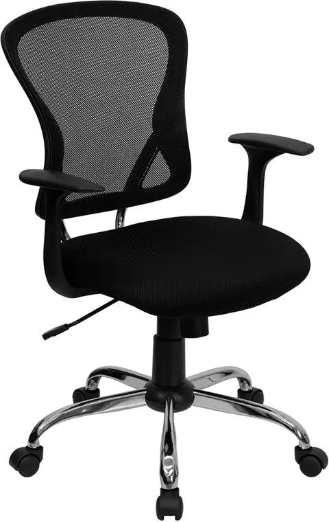 Brielle Mid-Back Black Breathable Mesh Swivel Home/Office Task Chair w/Arms iHome Studio