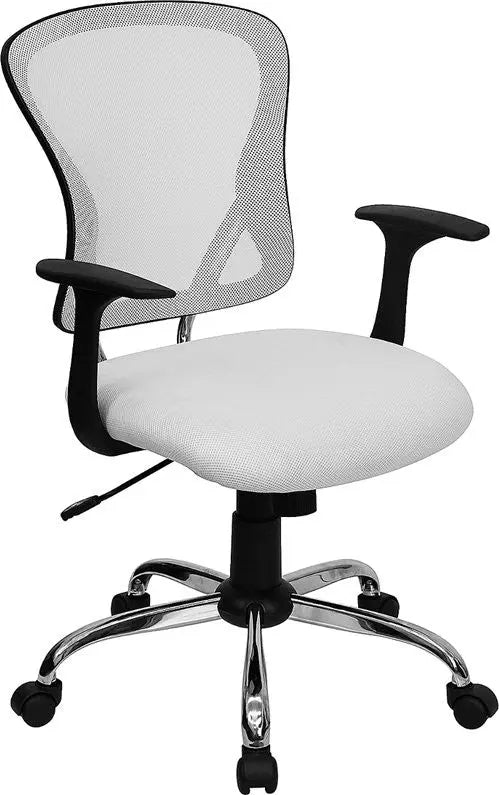 Brielle Mid-Back White Breathable Mesh Swivel Home/Office Task Chair w/Arms iHome Studio