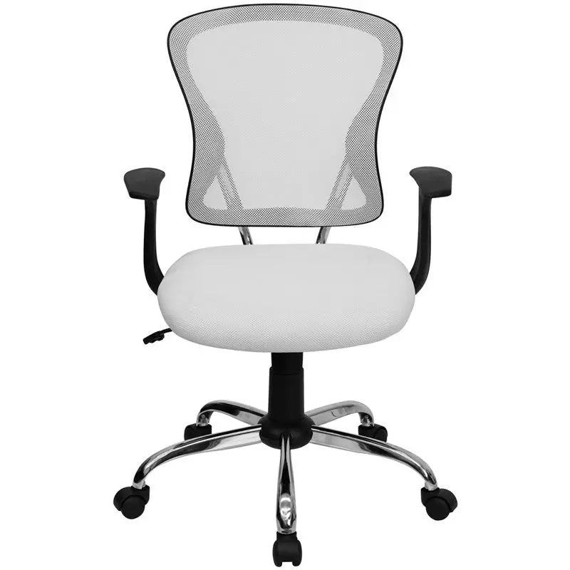 Brielle Mid-Back White Breathable Mesh Swivel Home/Office Task Chair w/Arms iHome Studio