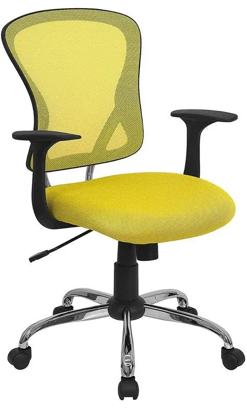 Brielle Mid-Back Yellow Breathable Mesh Swivel Home/Office Task Chair w/Arms iHome Studio