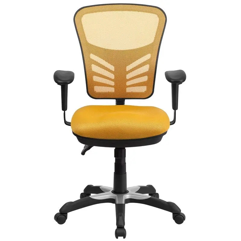 Brielle Mid-Back Yellow-Orange Mesh Executive Swivel Chair w/Adj Arms iHome Studio