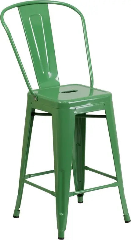 Brimmes 24"H Metal Counter Stool Green w/Curved Vertical Slat iHome Studio