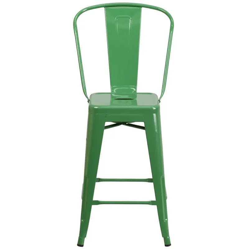 Brimmes 24"H Metal Counter Stool Green w/Curved Vertical Slat iHome Studio