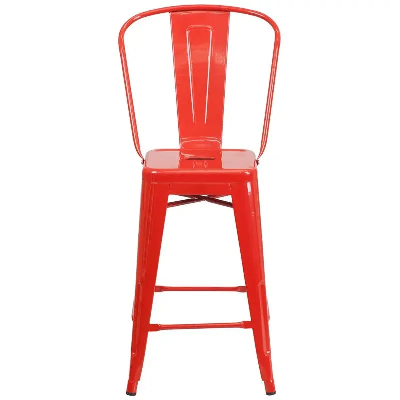 Brimmes 24"H Metal Counter Stool Red w/Curved Vertical Slat iHome Studio