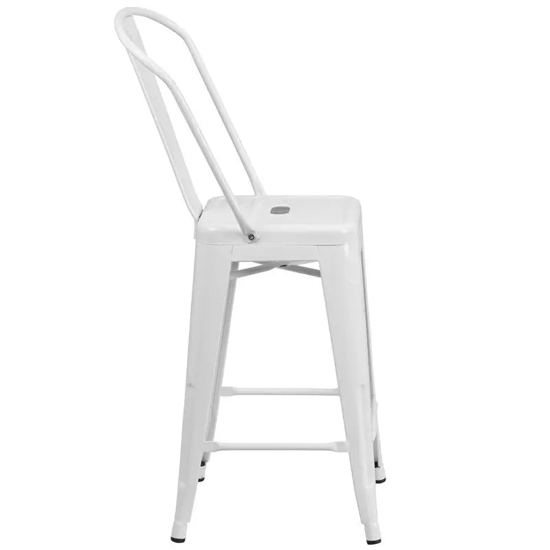 Brimmes 24"H Metal Counter Stool White w/Curved Vertical Slat iHome Studio