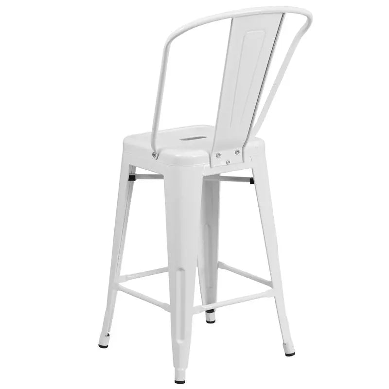 Brimmes 24"H Metal Counter Stool White w/Curved Vertical Slat iHome Studio