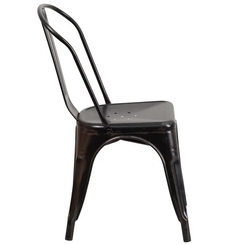 Brimmes Black-Antique Gold Metal Stackable Chair w/Vertical Slat Back iHome Studio